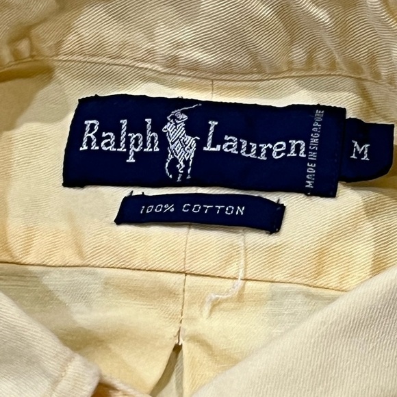 Polo Ralph Lauren Men’s Medium Yellow Rare Pocket Embroidered Logo Crest Shirt - Picture 7 of 8